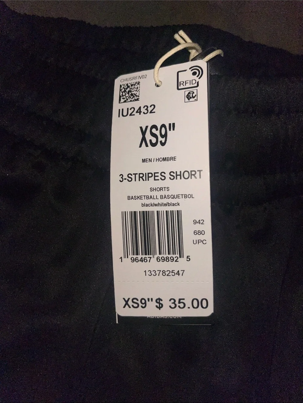 NWT adidas Black Athletic Shorts with White Stripes